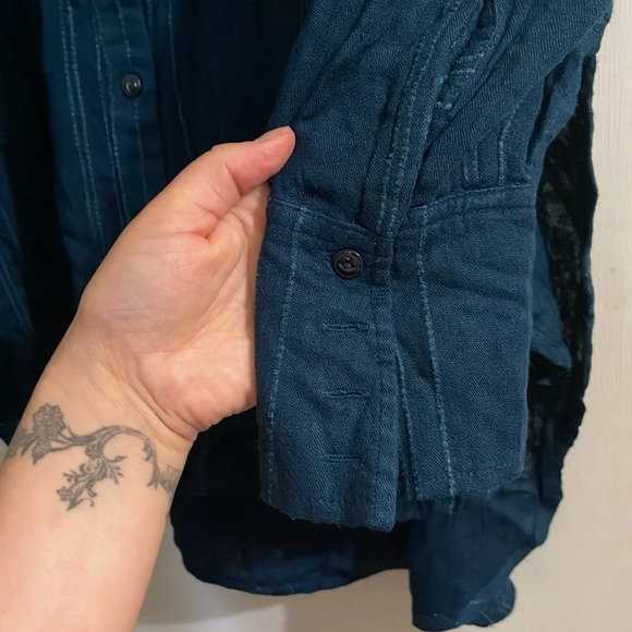 FREE PEOPLE- cozy nights button down top - in the color Harbor - NWT - Picture 8 of 8